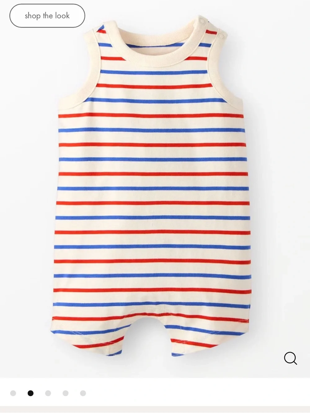 Striped Sleeveless Baby Romper in Cream with Red & Blue Stripes